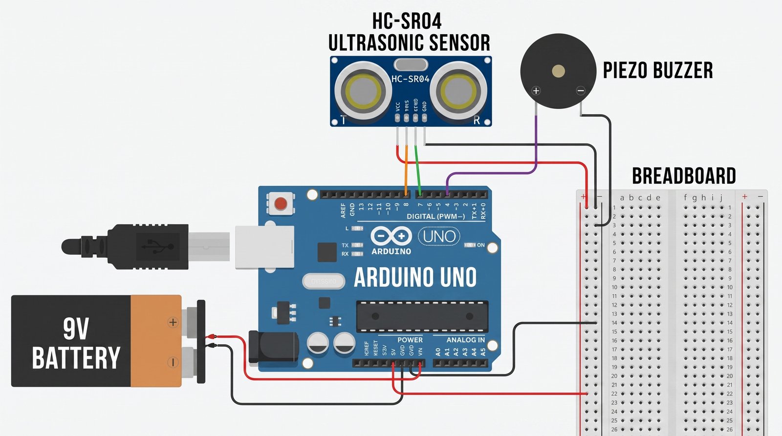 Smart Blind Stick circuit diagram